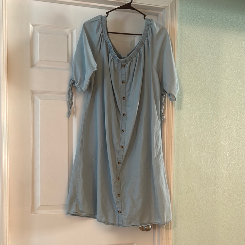 Light Blue Button-Down Dress